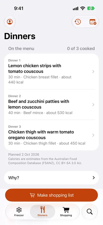 This week’s dinners in the iPhone beta
